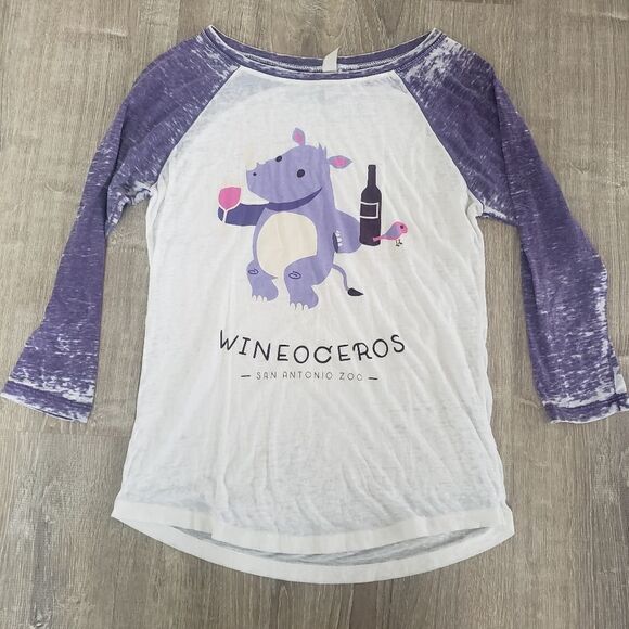Duck Co Tops - Duck Company Wineocerus San Antonio‎ Zoo Graphic Long Sleeve Baseball T Shirt M